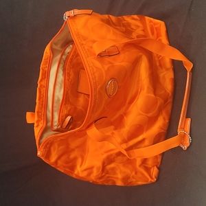 Coach  large zippered tote bag, Orange logo